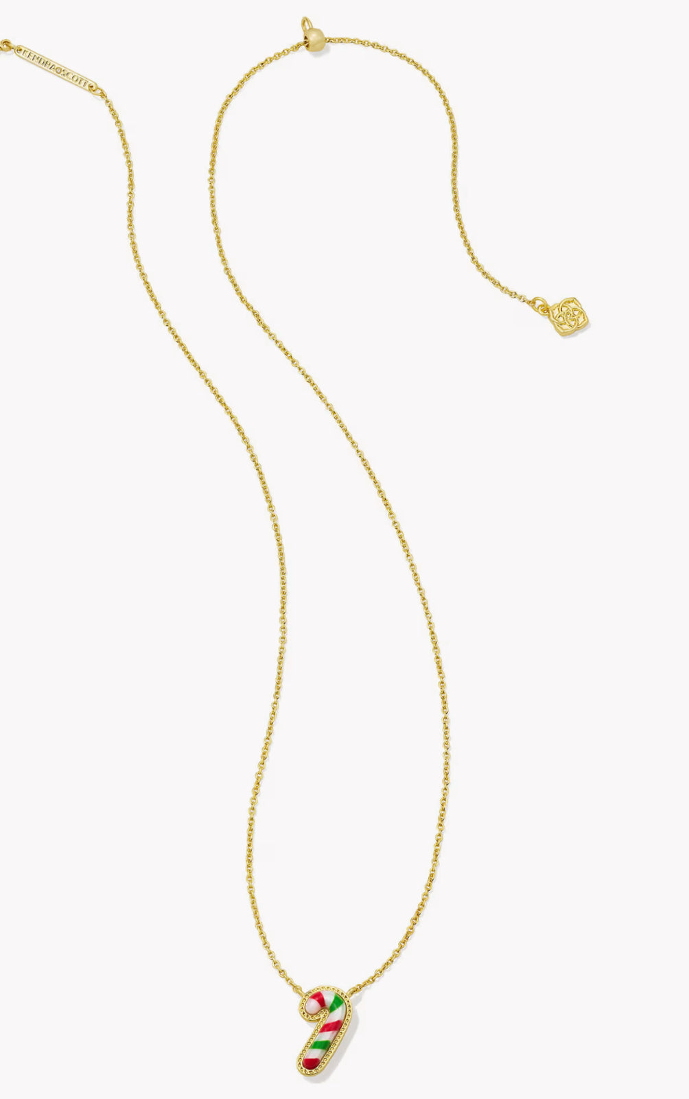 Kendra Scott Candy Cane Pendant Necklace-Gold Red Green Mix