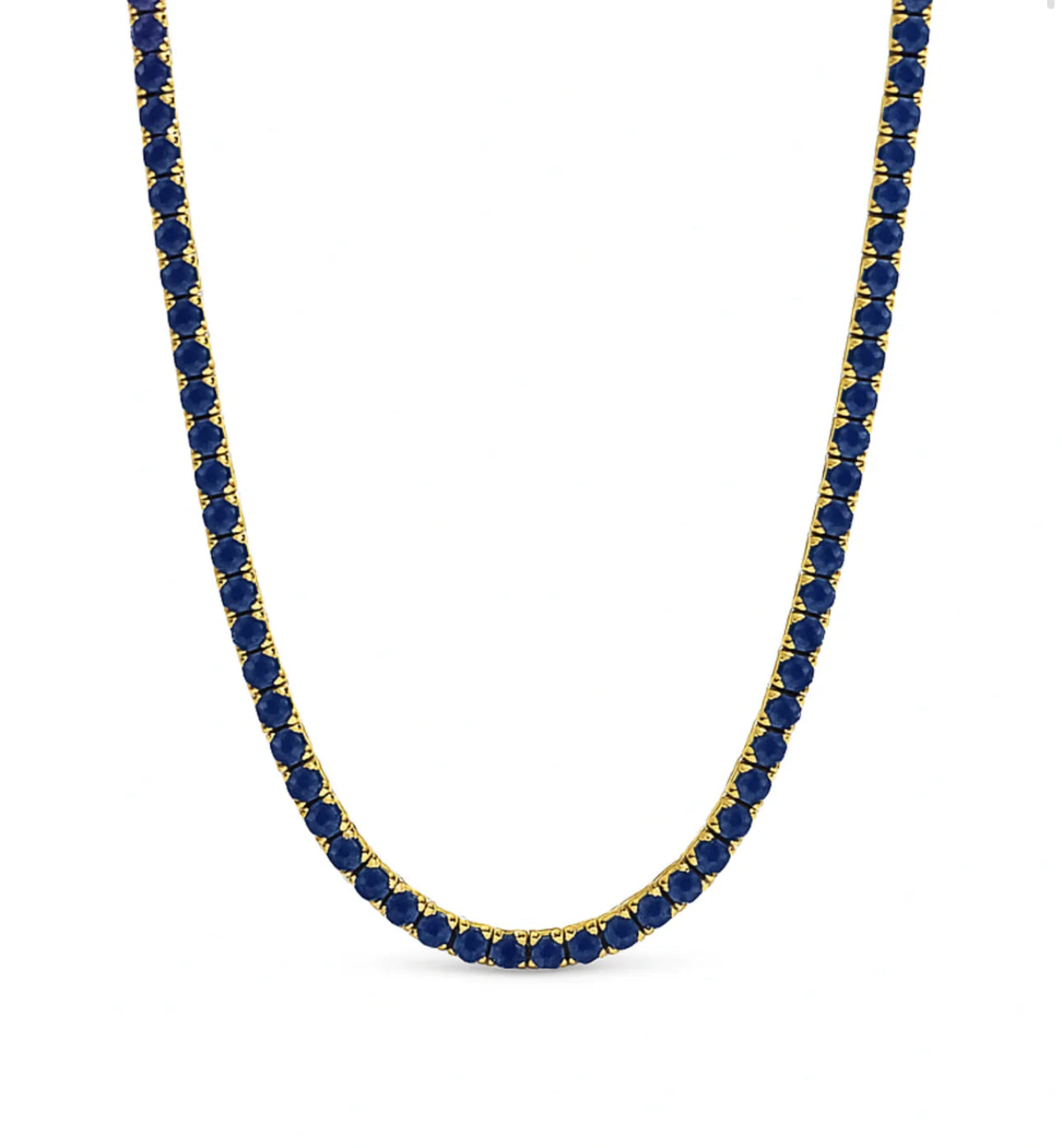 LeMel Blue Sapphire CZ Tennis Necklace-16"