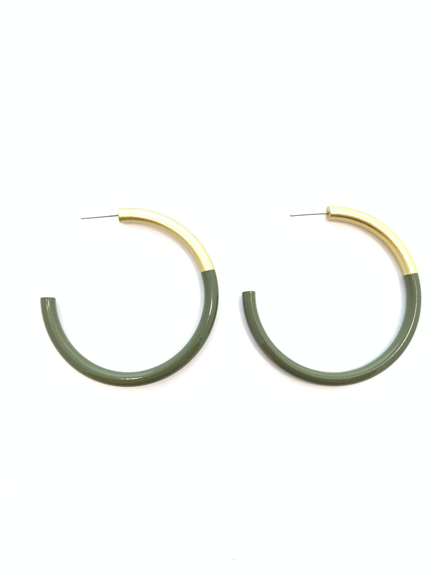 Accessory Jane "Liz" Large Hoops-Army Green