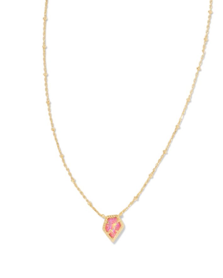 Kendra Scott Framed Tess Satellite Pendant Necklace-Gold Luster Rose Pink Opal