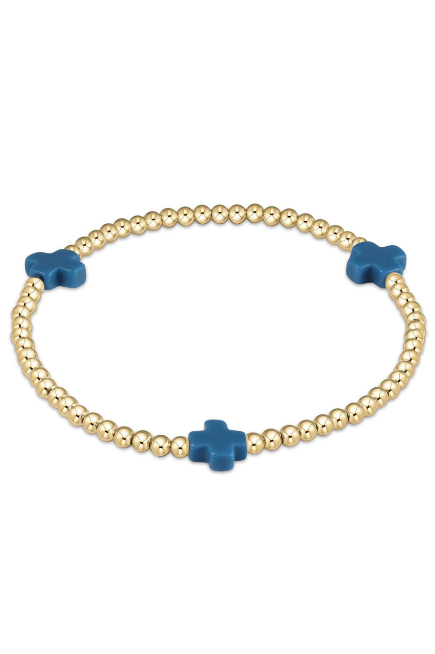 Enewton “Signature Cross” Gold Pattern 3mm Bead-Cobalt