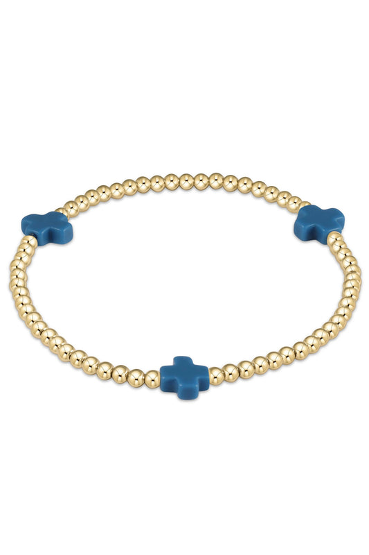 Enewton “Signature Cross” Gold Pattern 3mm Bead-Cobalt