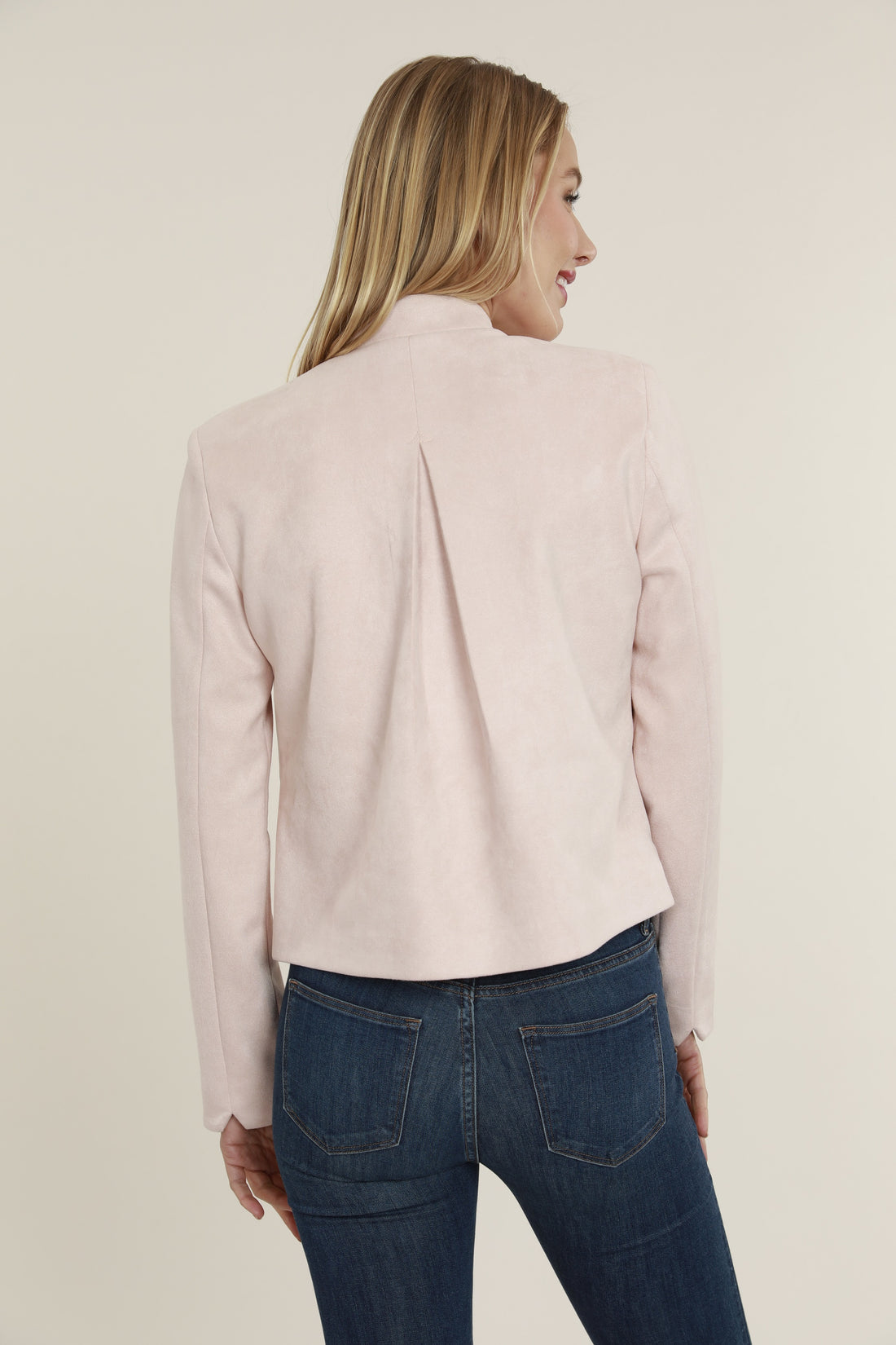 Dolce Cabo Faux Suede Tailored Blazer-Pale Pink