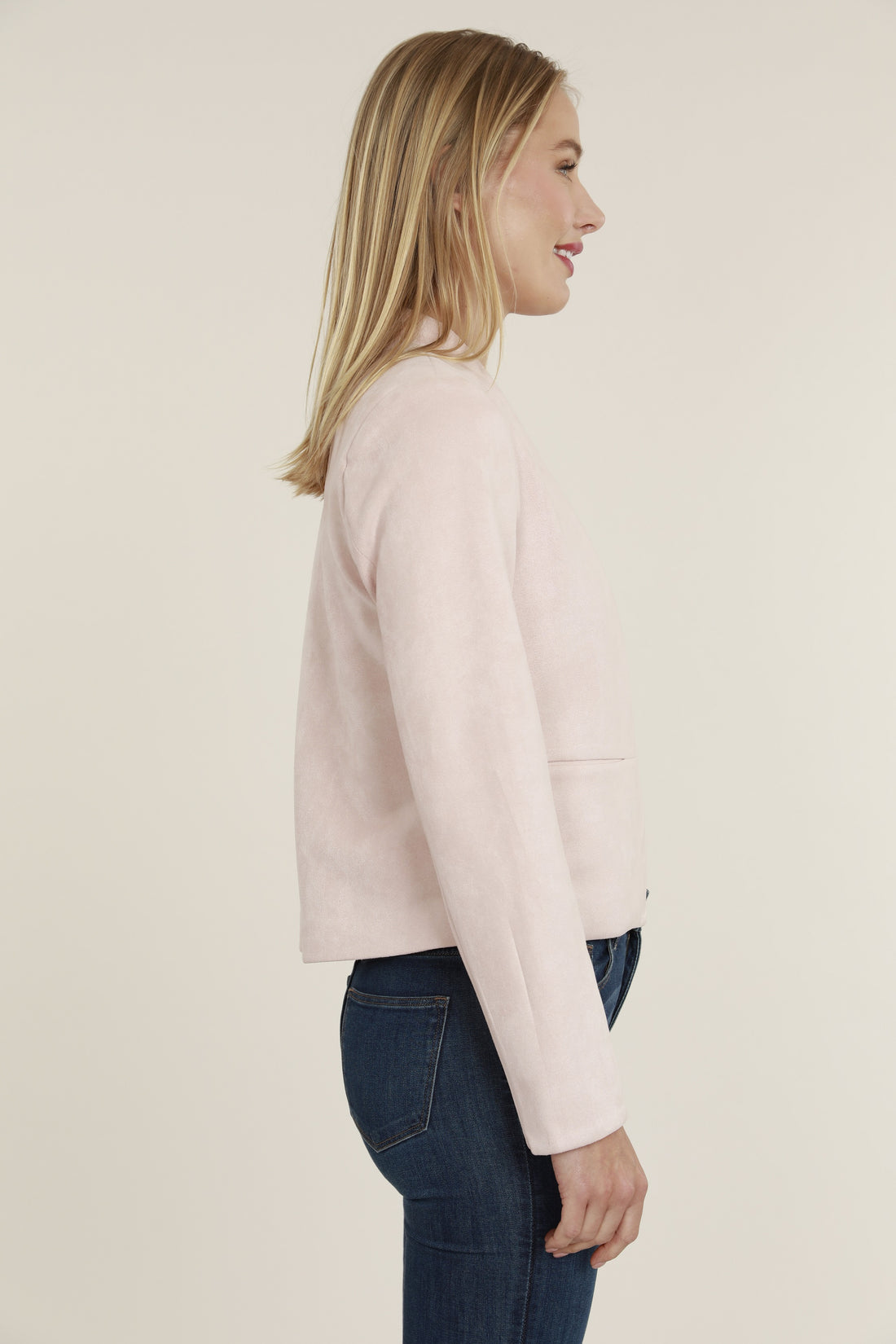Dolce Cabo Faux Suede Tailored Blazer-Pale Pink
