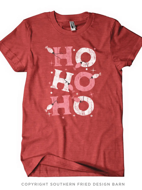 Southern Fried “Ho Ho Ho” Lightbulb Tee-Red