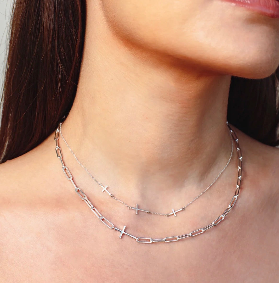 Rizen Calvary Cross Necklace-Silver