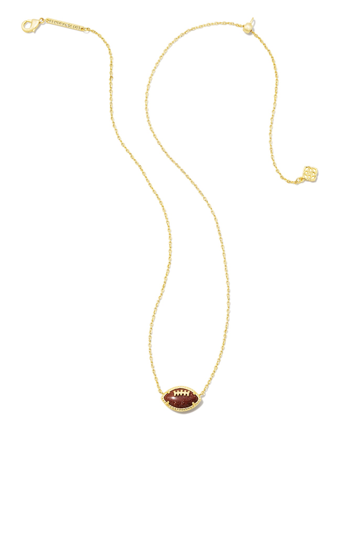 Kendra Scott Football Short Pendant Necklace-Gold Orange Goldstone