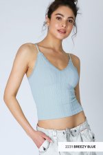 Niki Biki Lace Trim Texture Cami-Breezy Blue