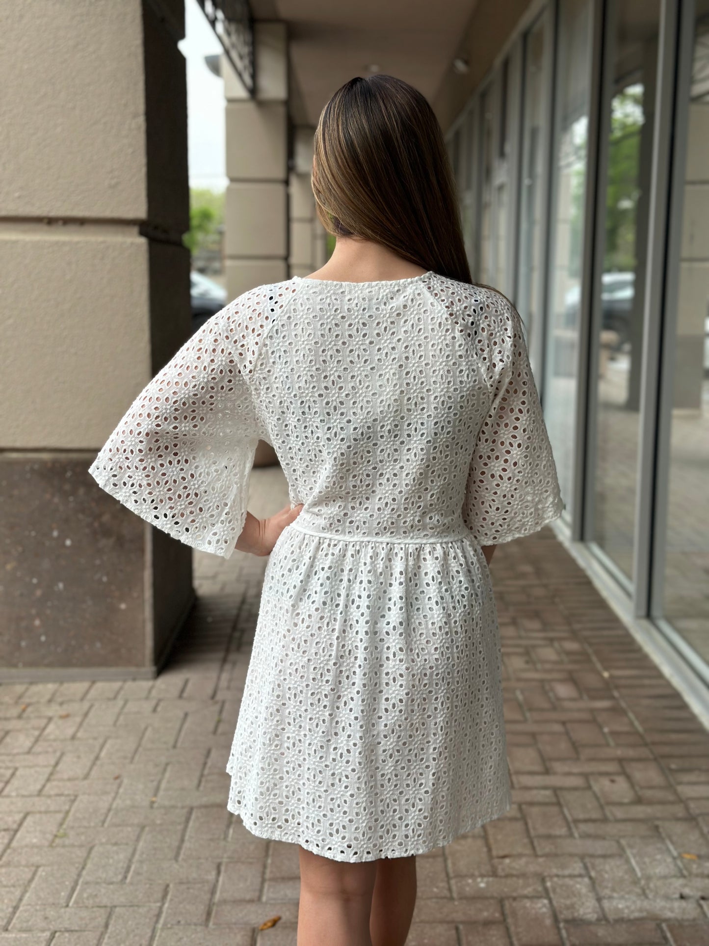 Elan “Lexi” Eyelet Dress-White