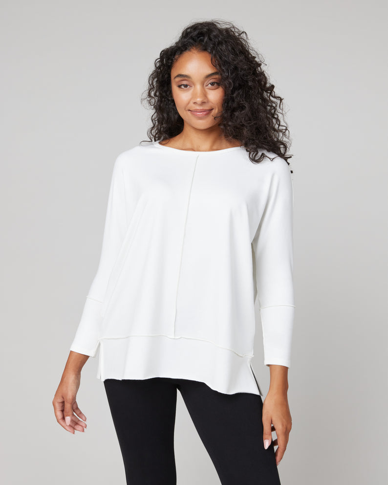 Spanx Perfect Length Top Dolman Sweatshirt-Powder