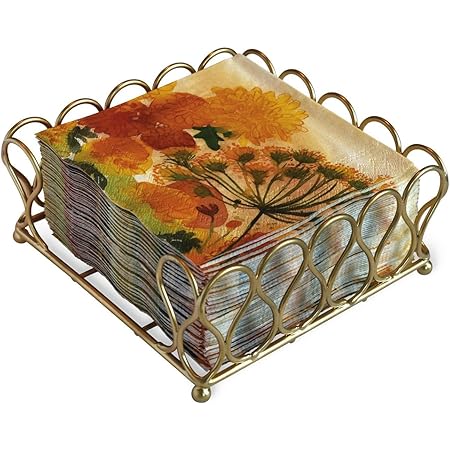 Boston International Cocktail Napkin Caddy- Gold Ribbon