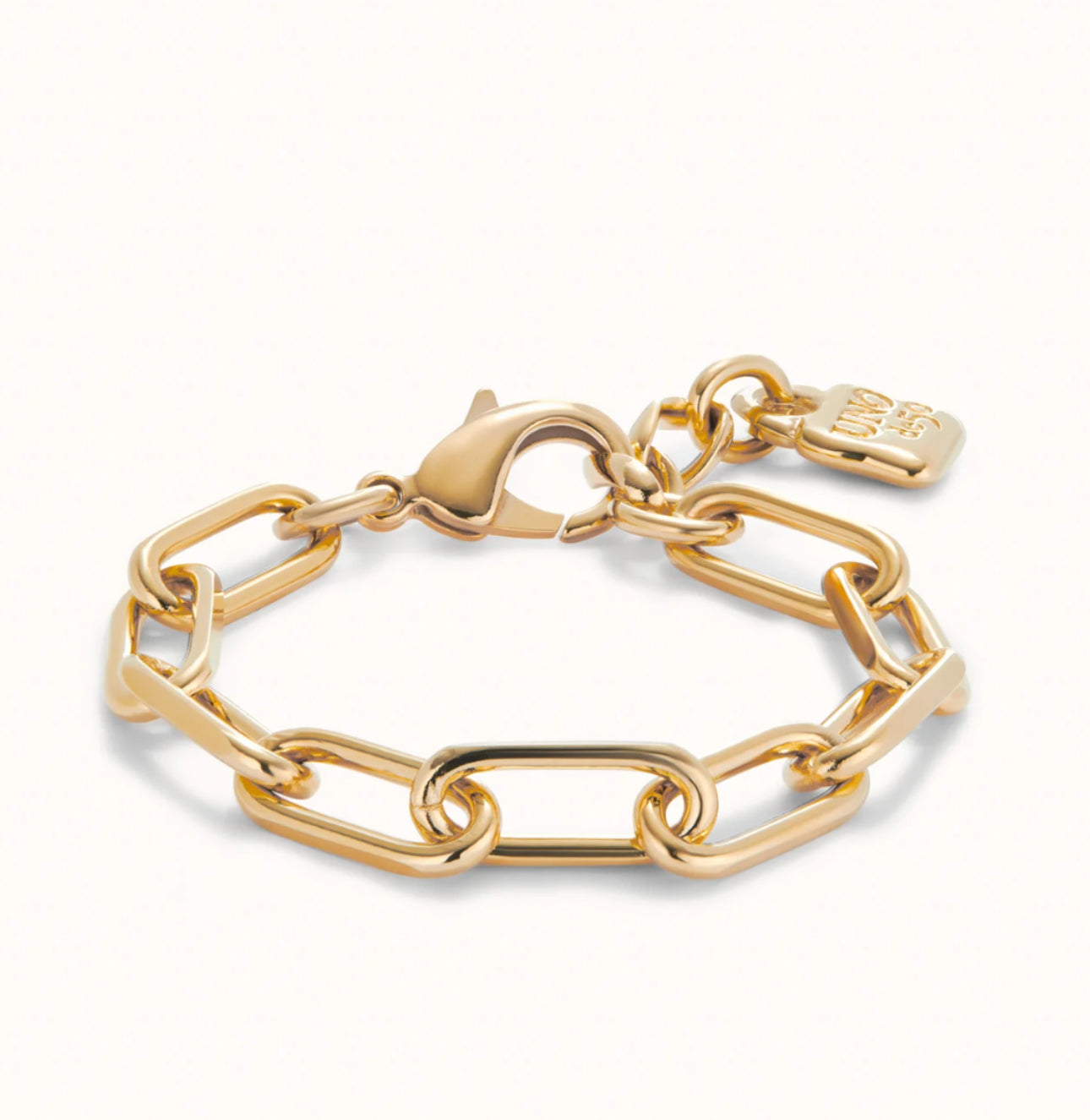 Uno de 50 "Be Brave" Large Paperclip Chain Bracelet-Gold