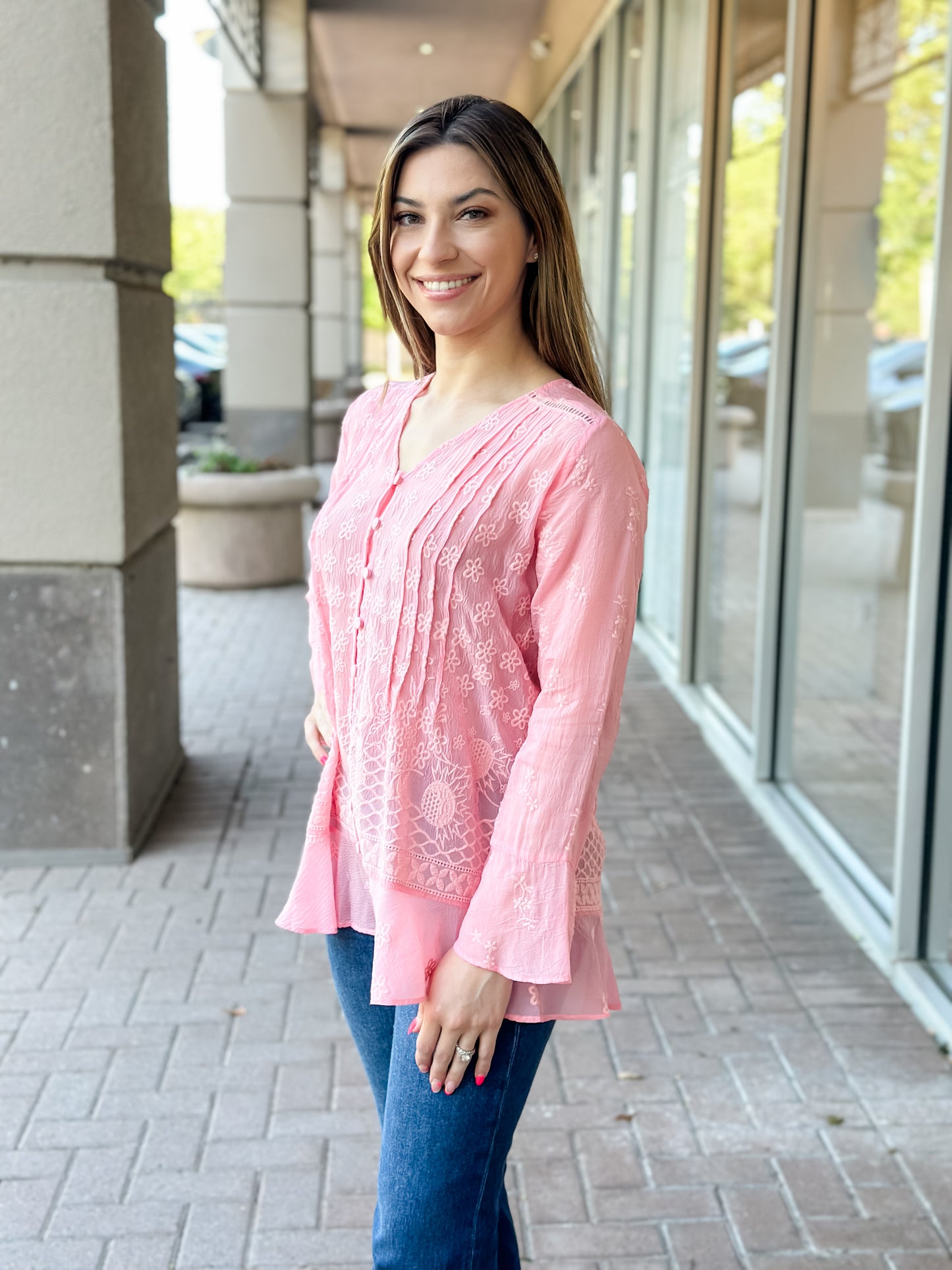 Johnny Was Fleur Du Jour Tunic-Coral Sunset