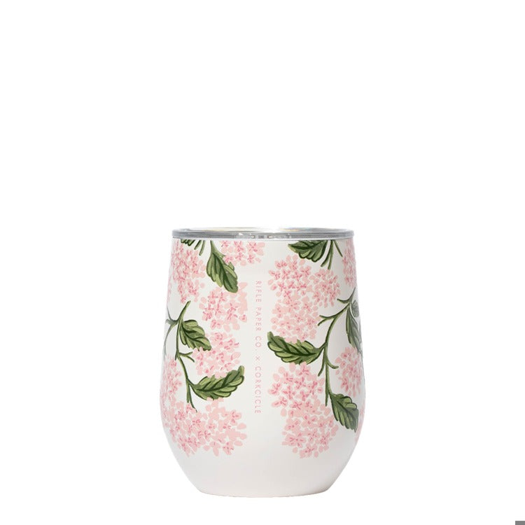Corkcicle x Rifle Paper Co. “Pink Hydrangea” - 12oz Stemless Tumbler