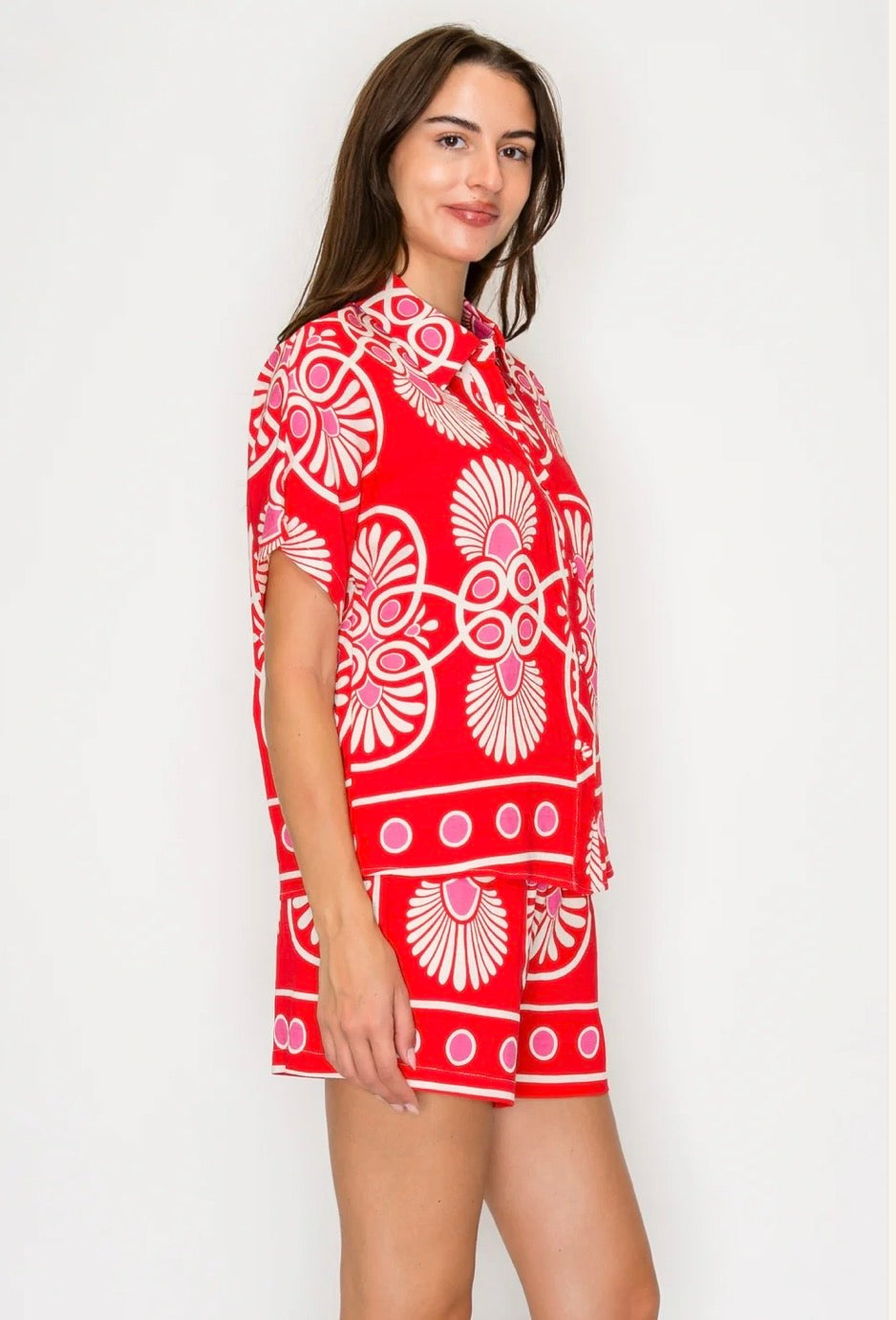 Meet Me in Santorini "Festival Medallion" Set-Bright Coral