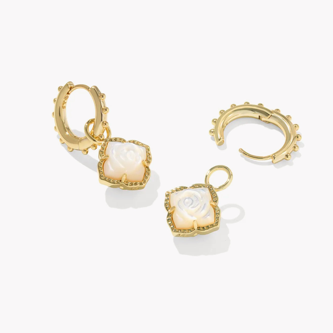 Kendra Scott Mallory Rose Huggie Earring - Gold Ivory MOP