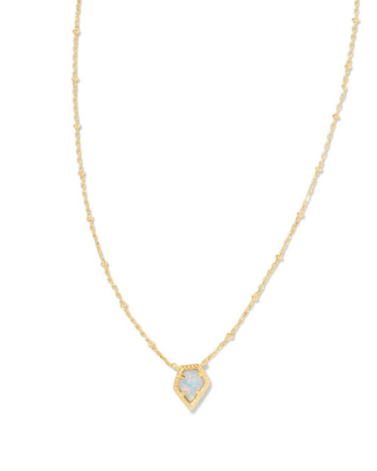 Kendra Scott Framed Tess Satellite Pendant Necklace-Gold Luster Light Blue Opal