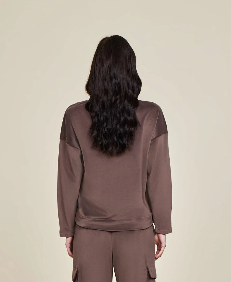 Barefoot Dreams LuxeChic Tucked Sweatshirt-Java