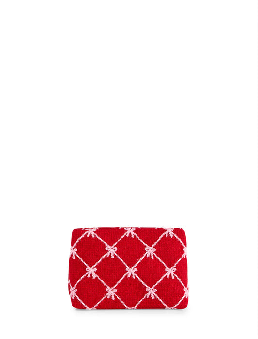 Shiraleah Tinsel Bow Zip Pouch-Red