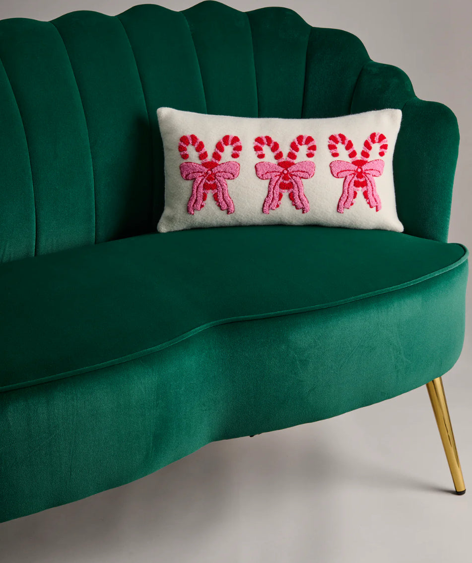 Shiraleah "Pretty Candy Cane" Rectangle Pillow-Ivory