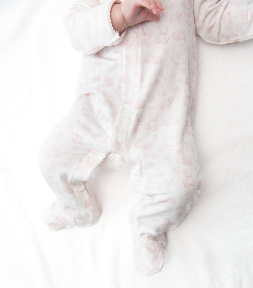 Bei Bei Princess Sleeve Snap Romper-Pink Toile