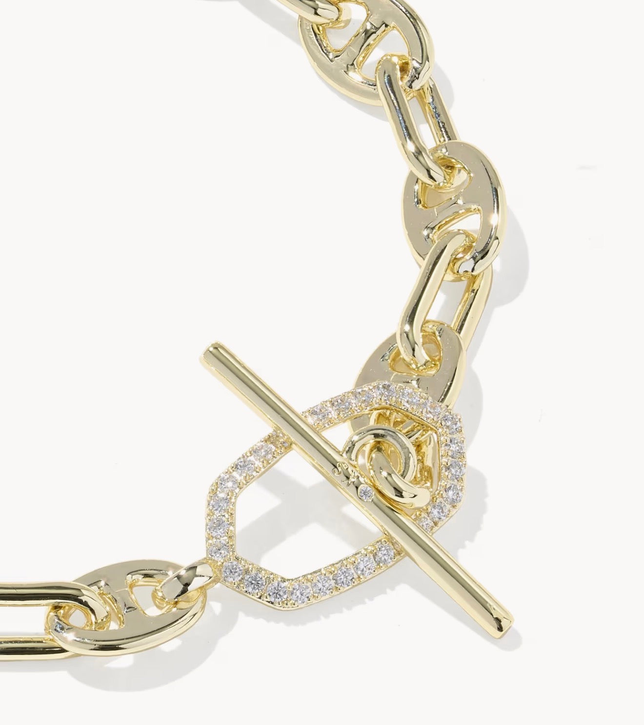 Kendra Scott Elaina Toggle Link & Chain Bracelet-Gold White CZ