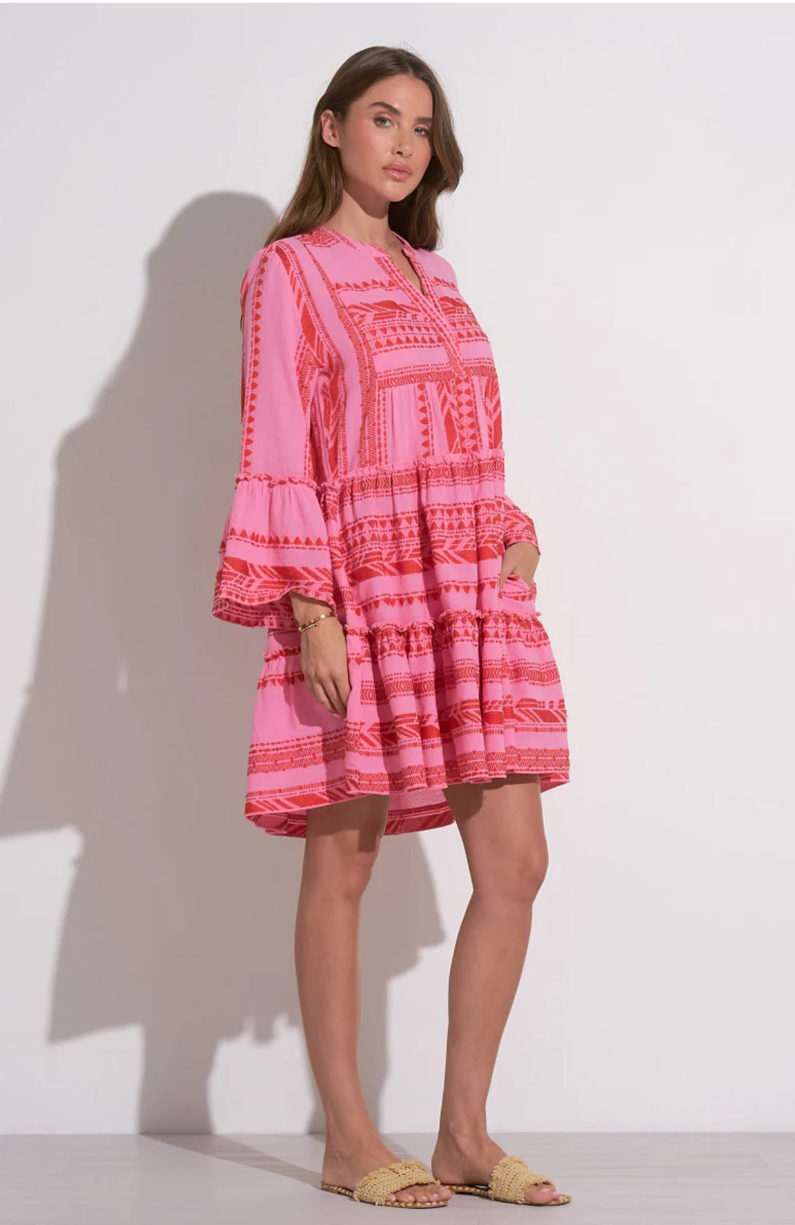 Elan "Charli" Dress-Pink/Red