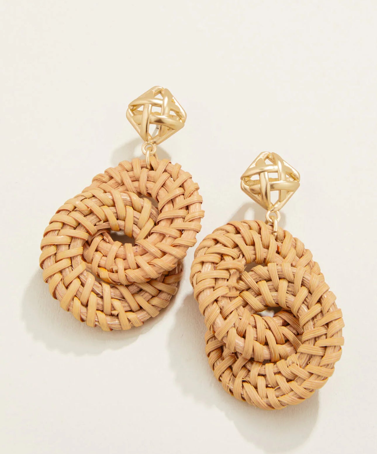 Spartina 449 Cane Wicker Ring Earrings-Brown