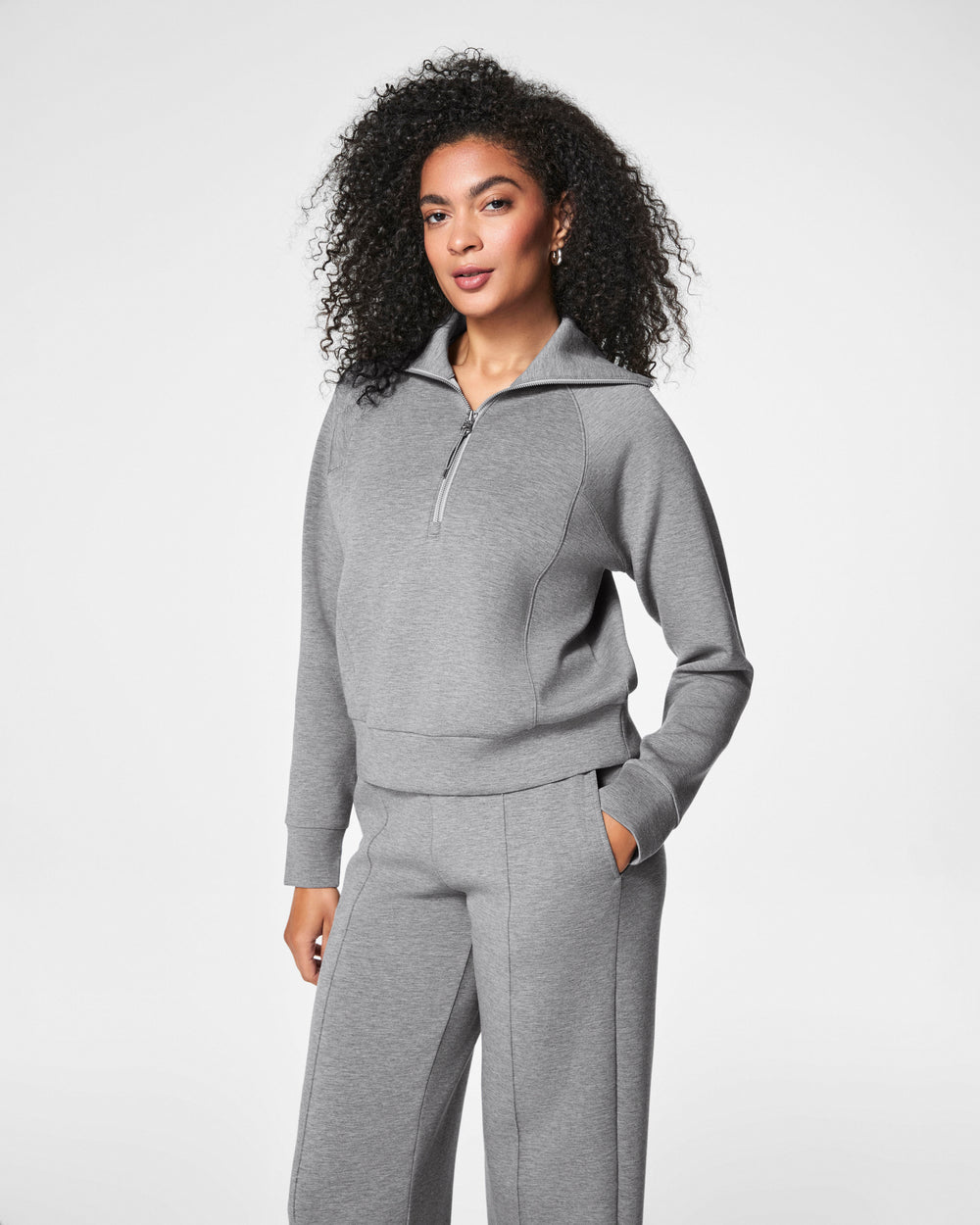 Spanx AirEssentials Half Zip-Medium Grey Heather