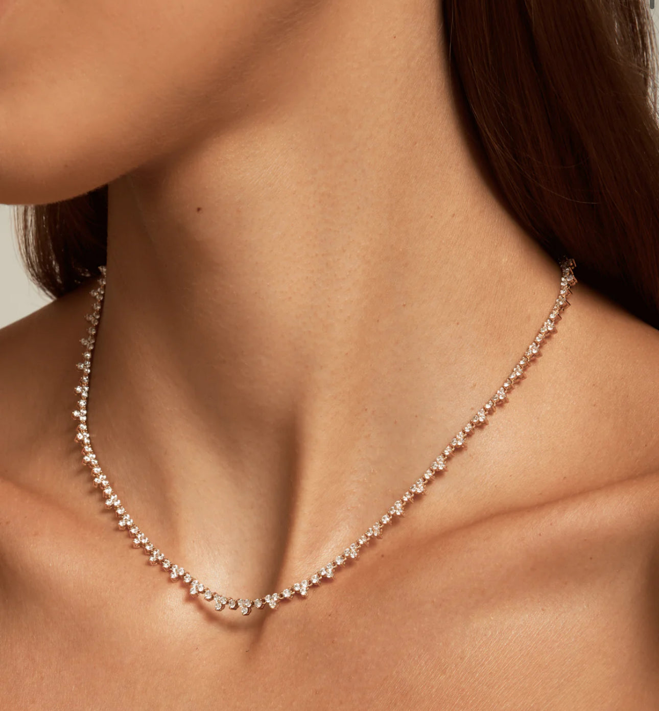 LeMel Trio CZ Tennis Necklace- Gold