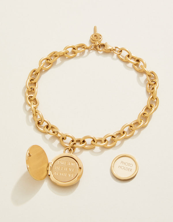 Spartina 449 Mini Round Locket Toggle Bracelet 7- 8"-Starburst