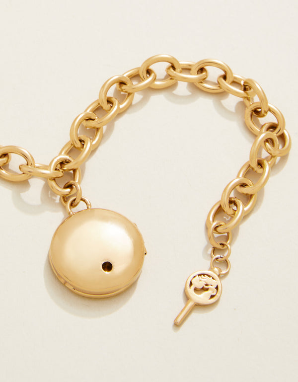 Spartina 449 Mini Round Locket Toggle Bracelet 7- 8"-Starburst