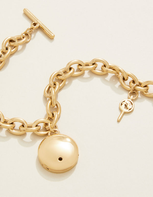 Spartina 449 Mini Round Locket Toggle Bracelet 8"-MOP