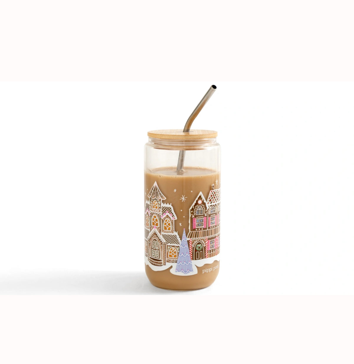 Pippi Post "Gingerbread Village" Christmas Glass Can