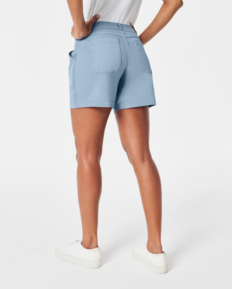 Spanx Stretch Twill Shorts, 6"-Mountain Blue