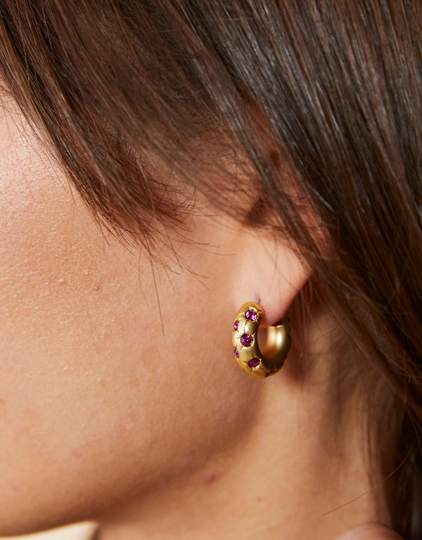 Spartina 449 Chubby Hoop Earrings-Fuschia