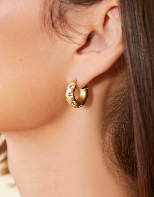 Spartina 449 Chubby Hoop Earrings-Violet