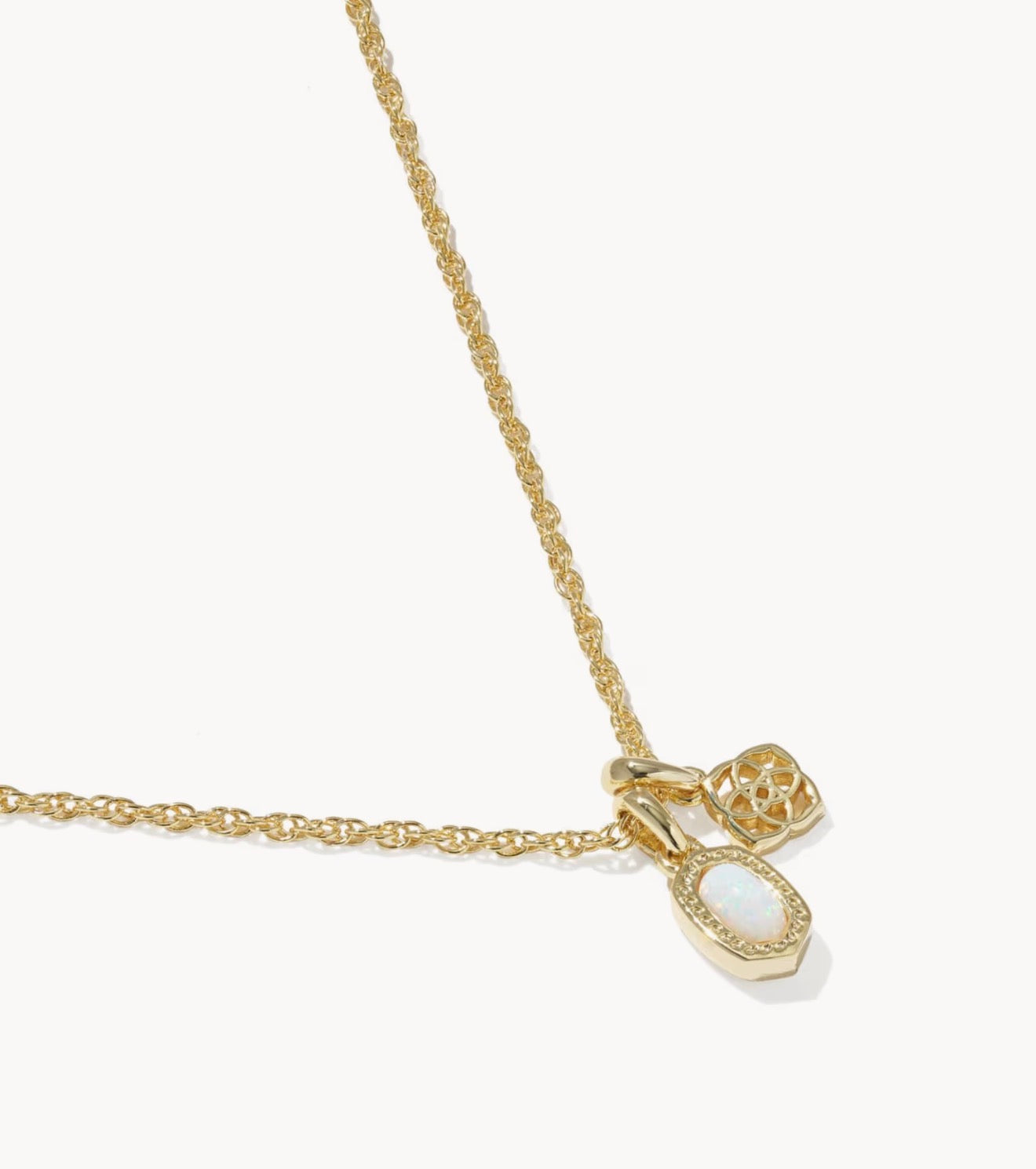 Kendra Scott Mini Elisa Dira Necklace-Gold/Bright White Opal