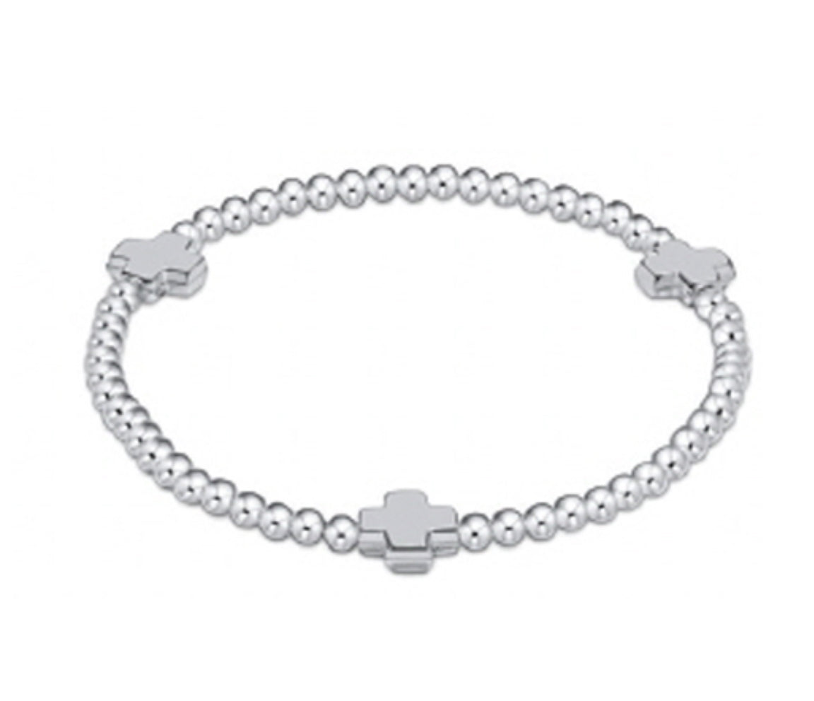 Enewton Extends "Signature Cross" Sterling Pattern 3mm Bead Bracelet-Sterling
