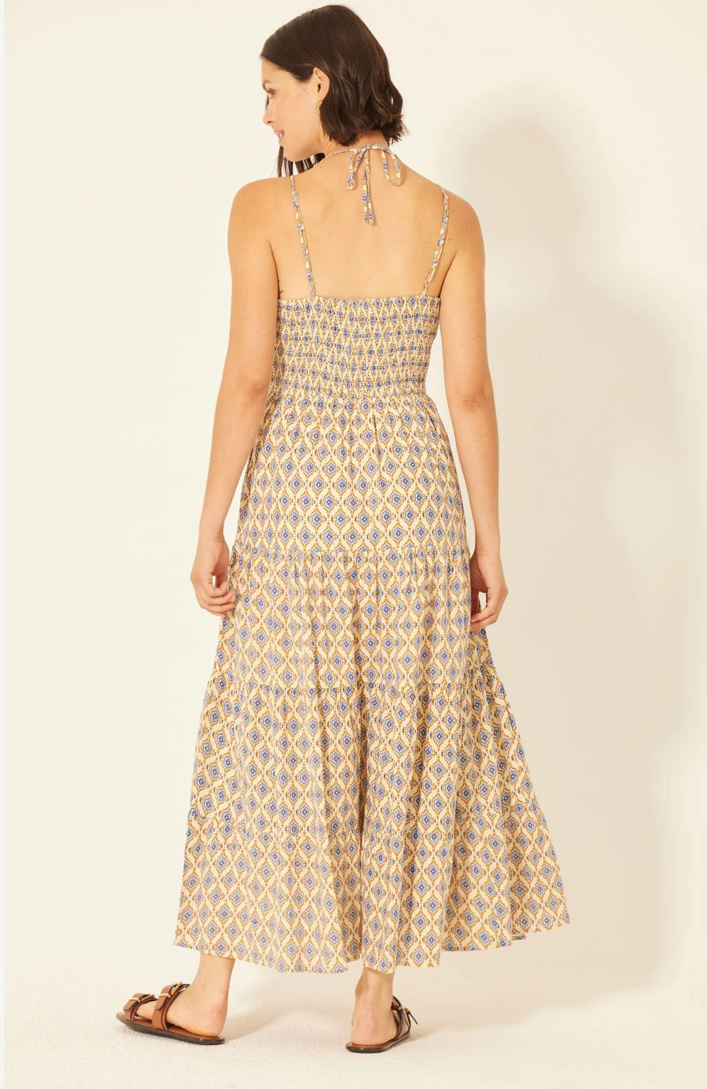 Bila 77 “Majorca” Dress- Camel/Blue