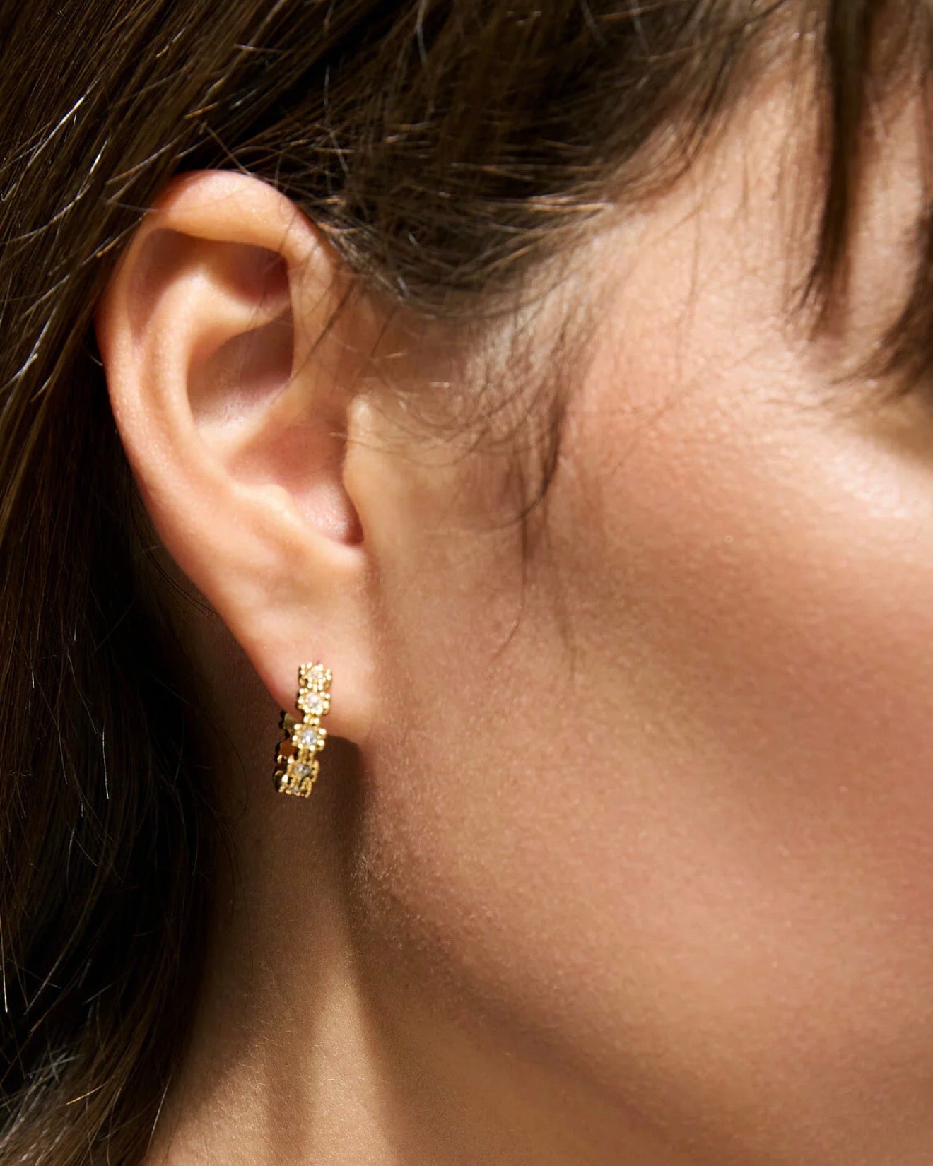 Spartina 449 SP Floret Hoop Earrings 15mm- Crystal
