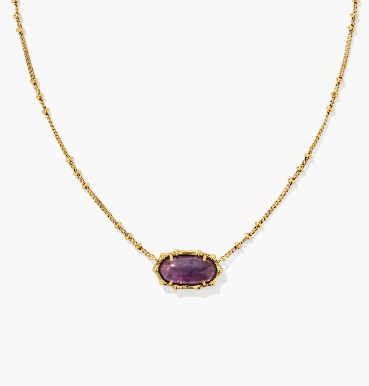 Kendra Scott Elisa Bamboo Pendant Necklace-Gold Dark Purple Amethyst