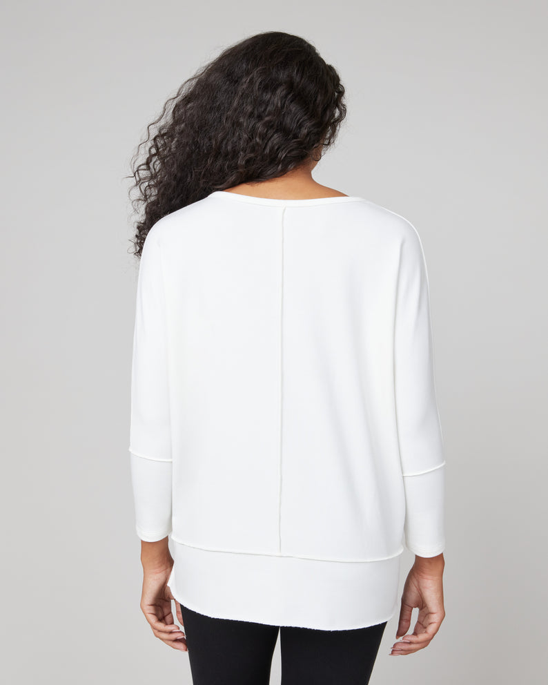 Spanx Perfect Length Top Dolman Sweatshirt-Powder
