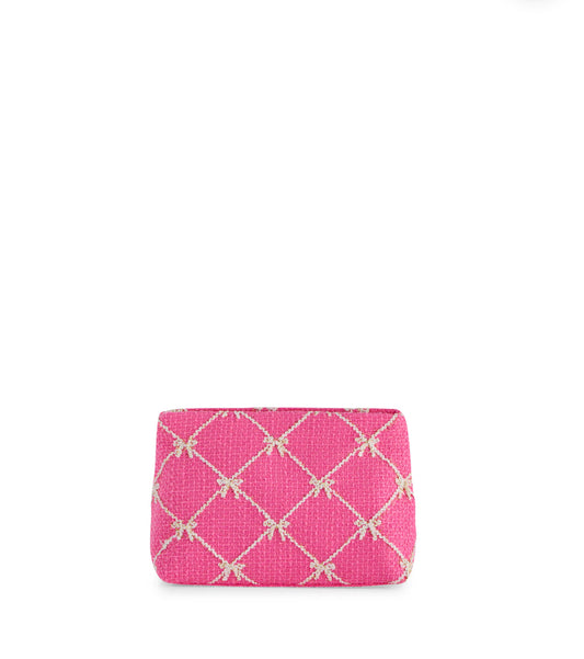 Shiraleah Tinsel Bow Zip Pouch-Pink