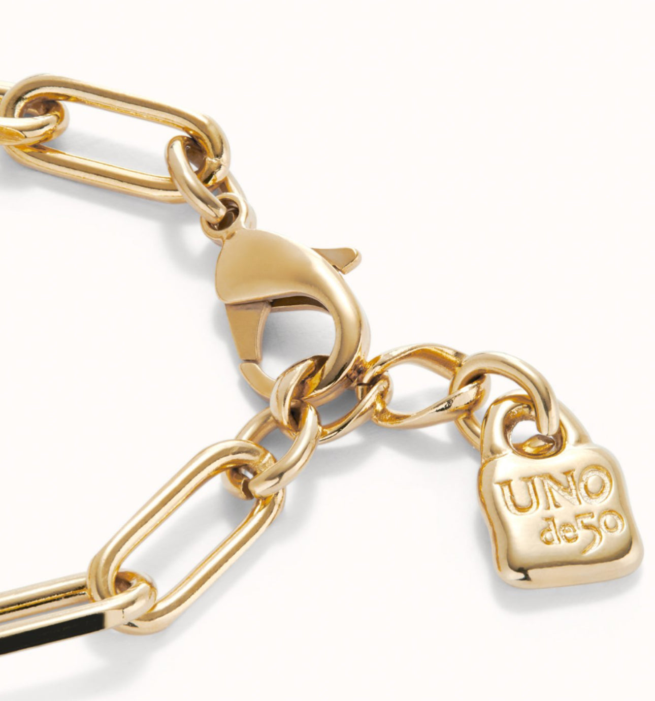 Uno de 50 "Be Brave" Large Paperclip Chain Bracelet-Gold
