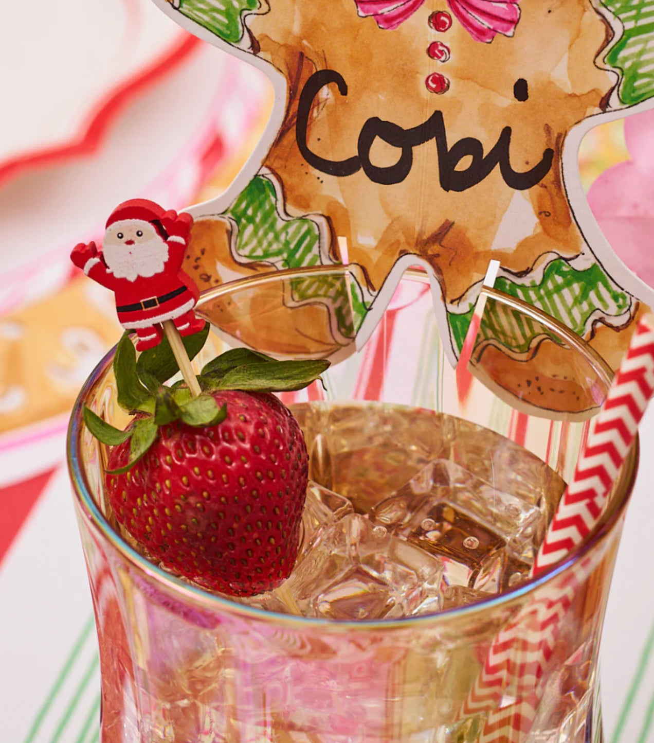 Sophistiplate 6” Wood Party Pick-Santa