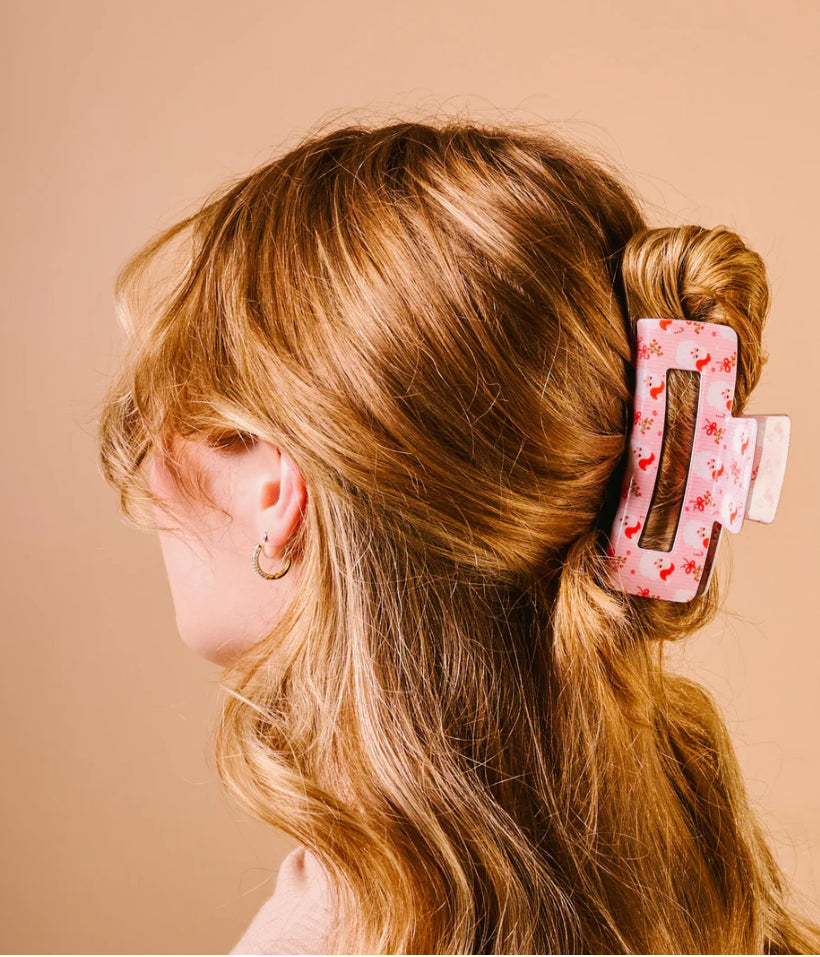 The Darling Effect Claw Clip-Holly Jolly Santa