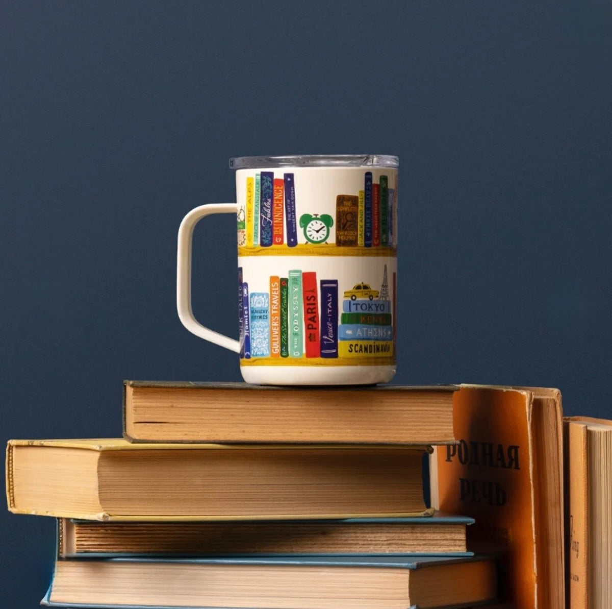 Corkcicle x Rifle Paper Co. “Book Club” Gloss Cream - 16oz Mug
