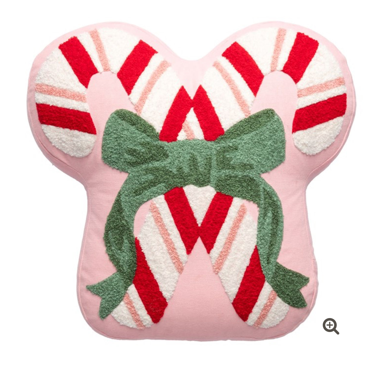 Karma "Candy Cane" Embroidered Pillow-Pink