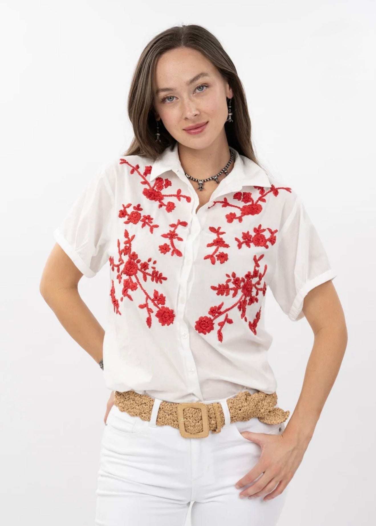 Sister Mary “Paula” Top - White/Red